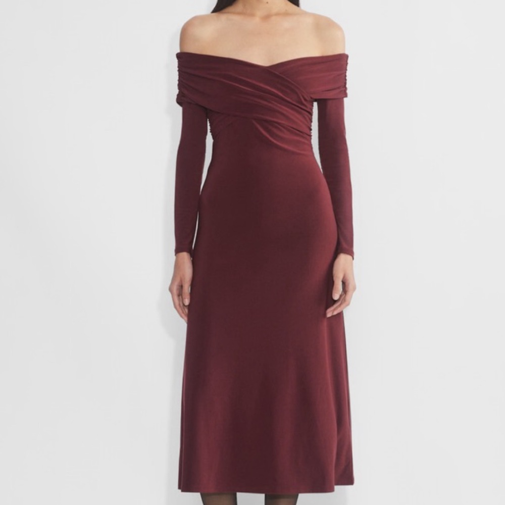 Aritzia Off-Shoulder Burgundy Dress